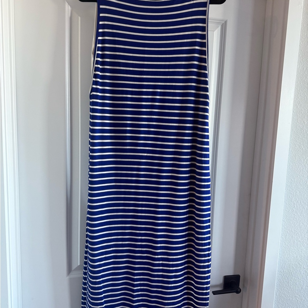 Chico's Navy and White Striped Maxi Dress